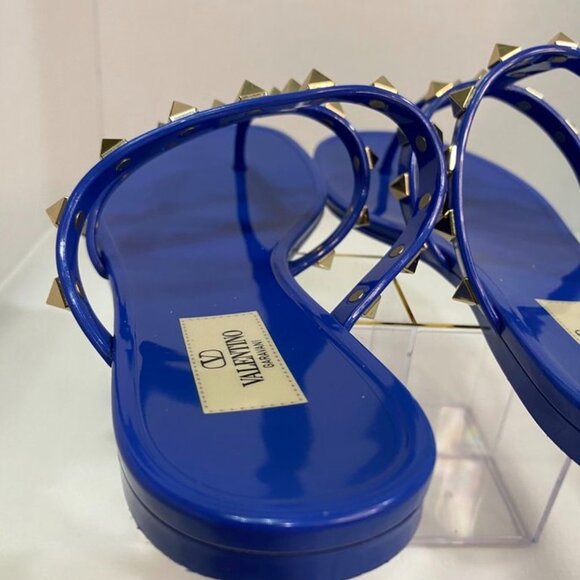 Valentino Garavani Rockstud Jelly Sandals Blue Electric PVC Slides 38 - Picture 7 of 13